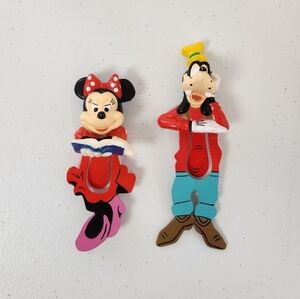 Vintage 1990s Disney MINNIE MOUSE Goofy Book Buddy BookMark Applause Red Dress